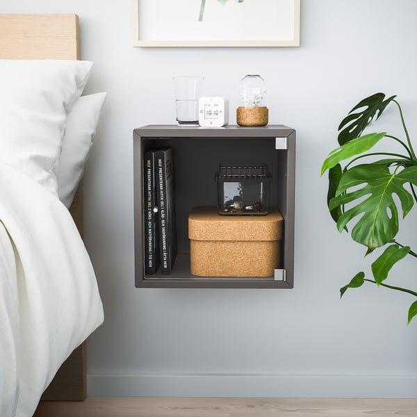 EKET wall cabinet with glass door, dark grey, 35x35x35 cm