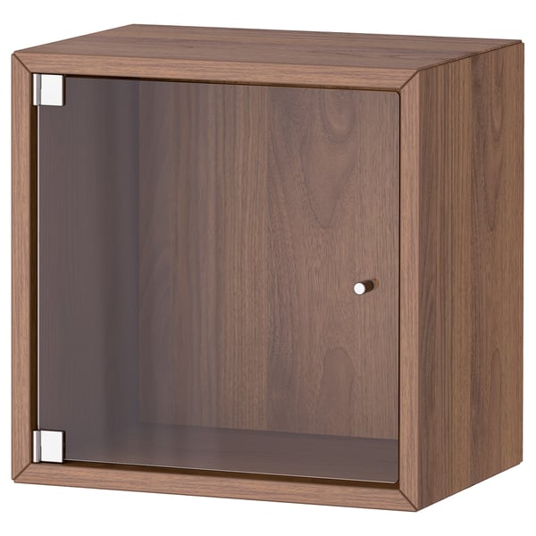 EKET wall cabinet with glass door, brown walnut effect, 35x25x35 cm