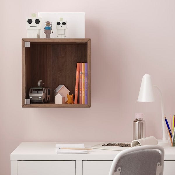 Ikea EKET - Wall cabinet with glass door, brown walnut effect, 35x35x35 cm