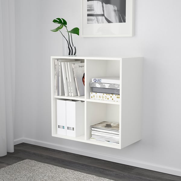EKET wall-mounted shelving unit w 4 comp, white, 70x35x70 cm