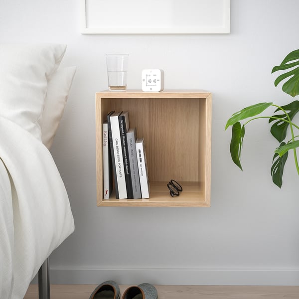 EKET wall-mounted shelving unit, white stained oak effect, 35x35x35 cm