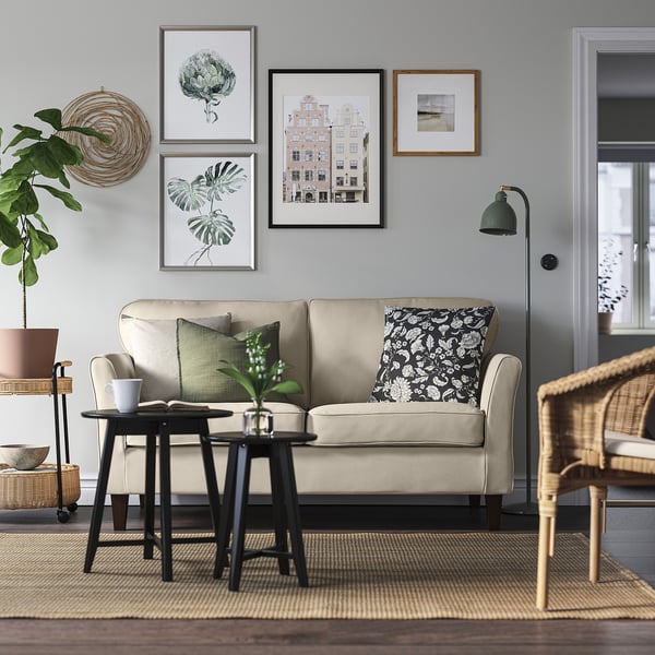 EKHOLMA 2-seat sofa, Hakebo beige, 167x94x85 cm