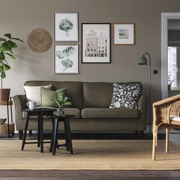 EKHOLMA 3-seat sofa, Kilanda grey-brown, 207x94x85 cm