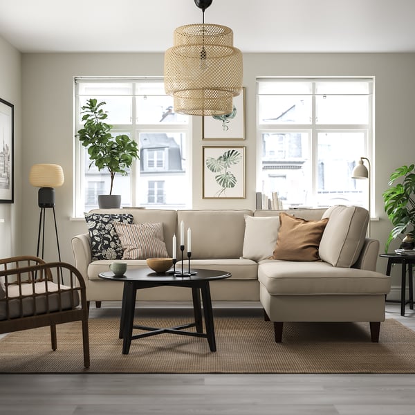 EKHOLMA corner sofa, 4-seat with open end, Hakebo beige, 9x70x195 cm