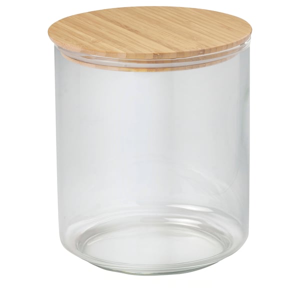 EKLATANT jar with lid, clear glass/bamboo, 2.3 l