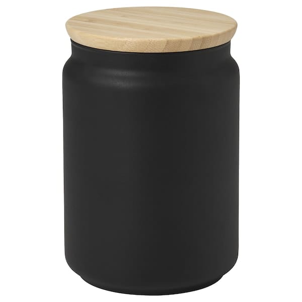 Ikea EKLATERA - Jar with lid, black, 1.1 l