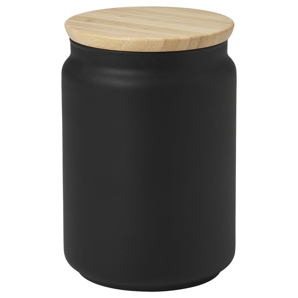 EKLATERA jar with lid, black, 1 l