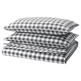 EKTANDVINGE duvet cover and 2 pillowcases, anthracite white/check, 240x220/50x80 cm