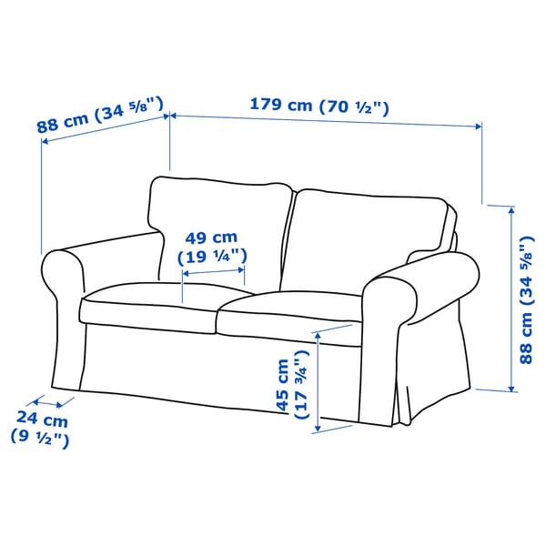 EKTORP 2-seat sofa, Kilanda dark blue, 179x88x88 cm