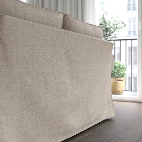 EKTORP 3-seat sofa with chaise longue, Kilanda light beige, 252x88x163 cm