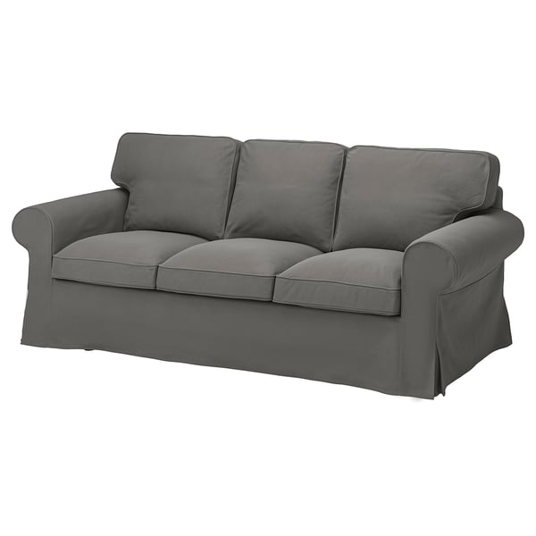 EKTORP 3-seat sofa, Hakebo dark grey, 218x88x88 cm