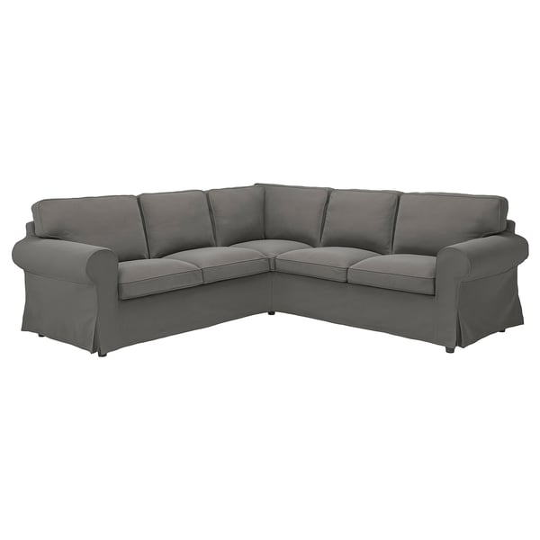 EKTORP corner sofa, 4-seat, Hakebo dark grey, 243x88x88 cm