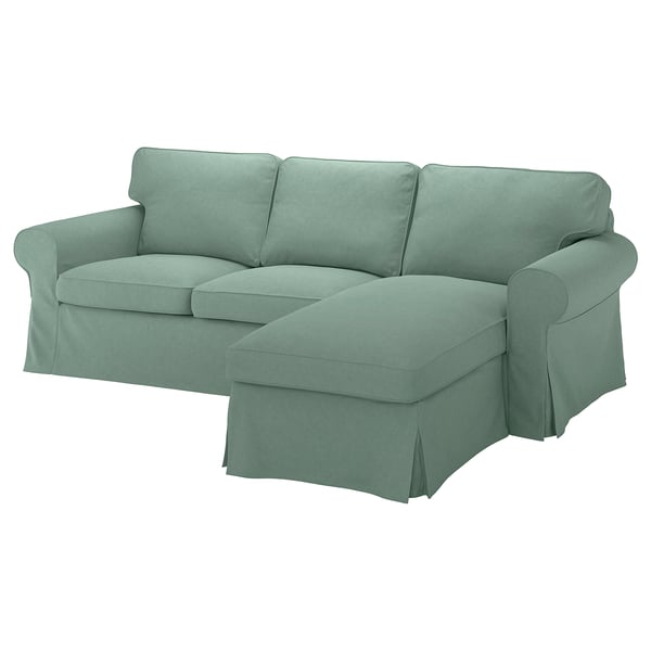 EKTORP cover for 3-seat sofa, with chaise longue/Tallmyra light green