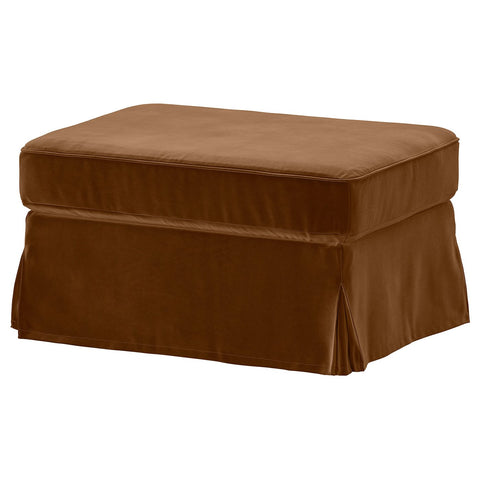 EKTORP footstool with storage, Alhamn dark yellow-brown, 82x62 cm