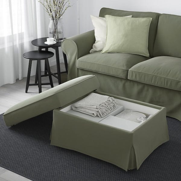 Ikea EKTORP - Footstool with storage, Hakebo grey-green