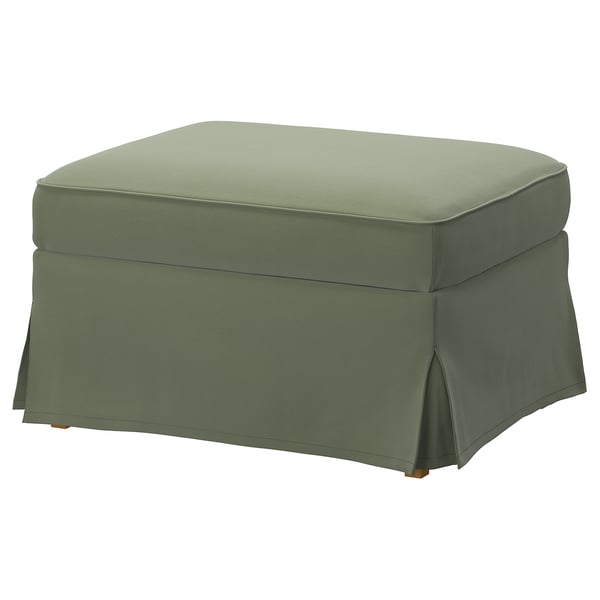 EKTORP footstool with storage, Hakebo grey-green, 82x62 cm