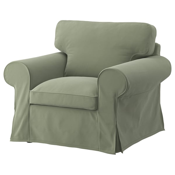 EKTORP armchair and footstool, Hakebo grey-green