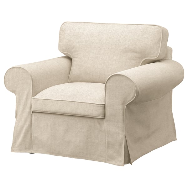 EKTORP armchair and footstool, Kilanda light beige