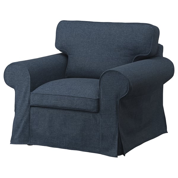 EKTORP armchair and footstool, Kilanda dark blue