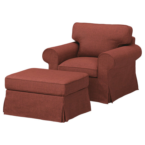 EKTORP armchair and footstool, Kilanda brown-red