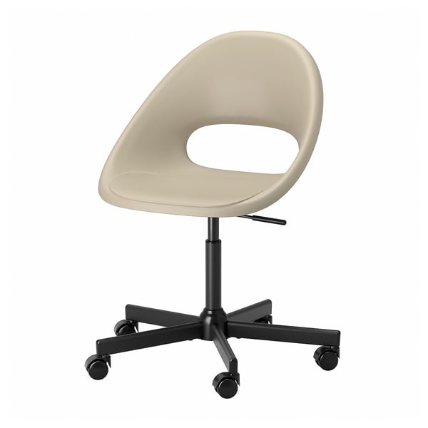 ELDBERGET / MALSKÄR swivel chair, beige/black, 43x90x67 cm