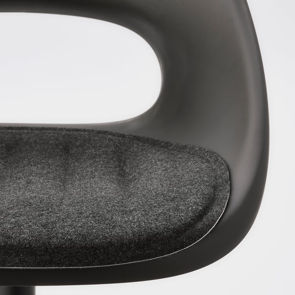 ELDBERGET / MALSKÄR swivel chair + pad, dark grey/black, 43x90x67 cm