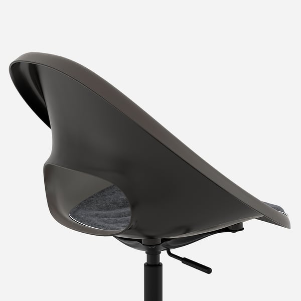 ELDBERGET / MALSKÄR swivel chair + pad, dark grey/black, 43x90x67 cm