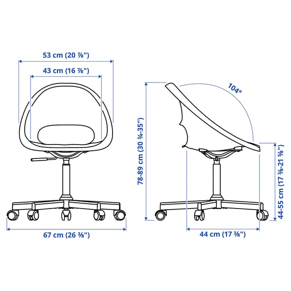 ELDBERGET / MALSKÄR swivel chair + pad, dark grey/black, 43x90x67 cm