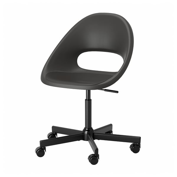 ELDBERGET / MALSKÄR swivel chair, dark grey/black, 43x90x67 cm