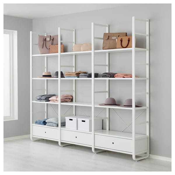 ELVARLI open storage combination, white, 245x40x216 cm