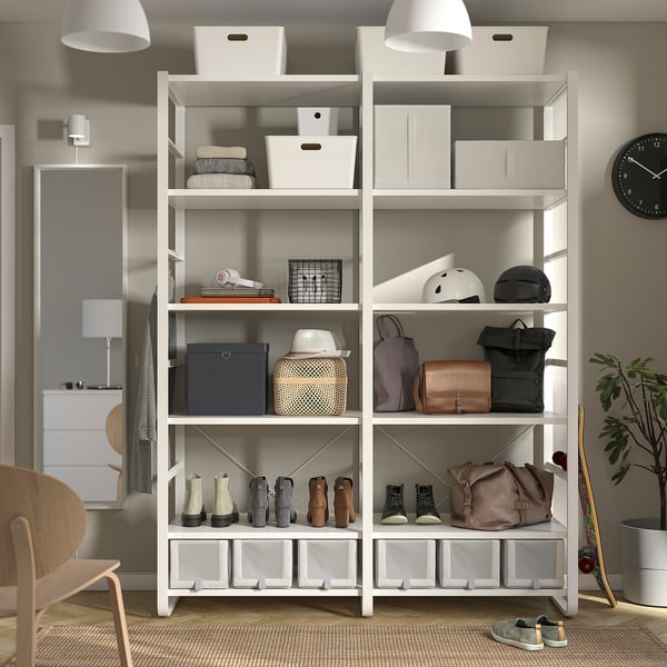 ELVARLI open storage combination, white, 165x55x216 cm