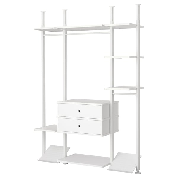 ELVARLI wardrobe combination, white, 178x51x222-350 cm