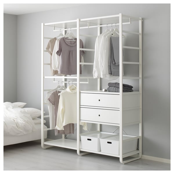 ELVARLI wardrobe combination, white, 165x55x216 cm