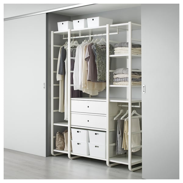 ELVARLI wardrobe combination, white, 165x55x216 cm