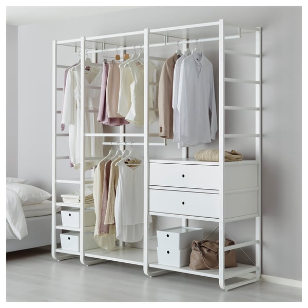 ELVARLI wardrobe combination, white, 205x55x216 cm