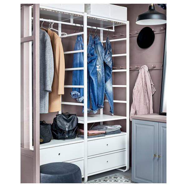 ELVARLI wardrobe combination, white, 165x55x216 cm