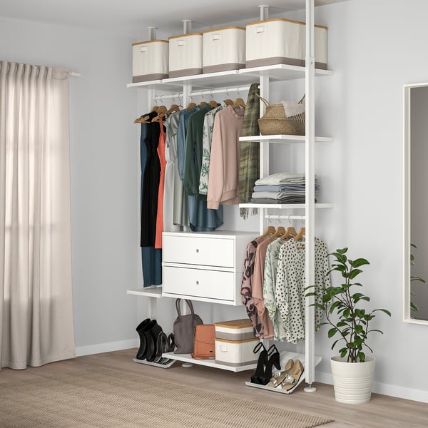 ELVARLI wardrobe combination, white, 178x51x222-350 cm