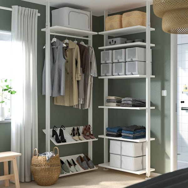 Ikea ELVARLI - Wardrobe combination, white, 92/92x222-350 cm