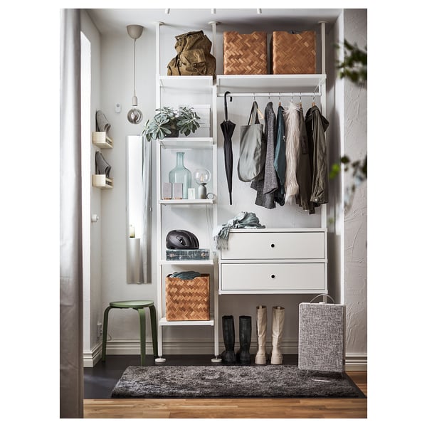 ELVARLI wardrobe combination, white, 135x51x222-350 cm