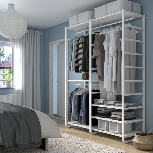 ELVARLI wardrobe combination, white, 165x55x216 cm