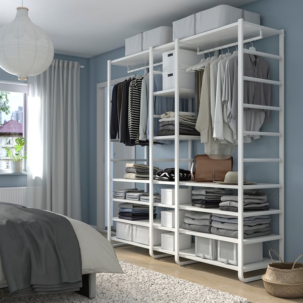 ELVARLI wardrobe combination, white, 205x55x216 cm
