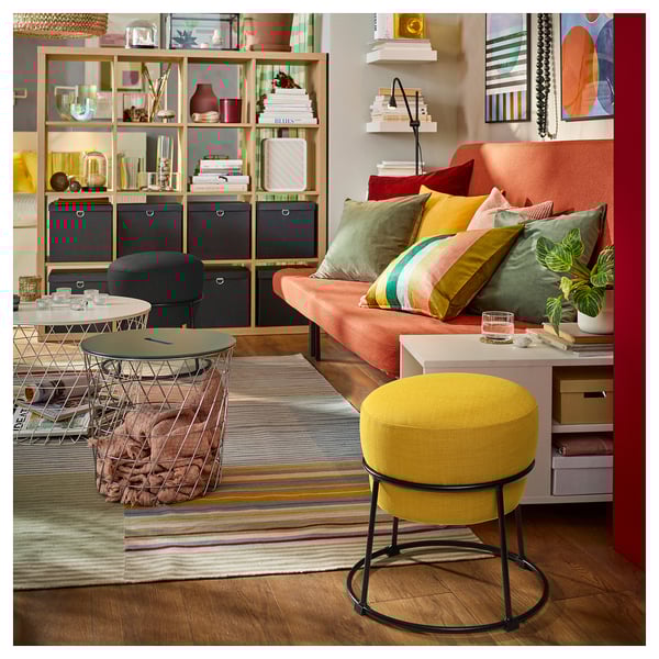 EMMISLÖV pouffe, Skiftebo yellow, 42 cm