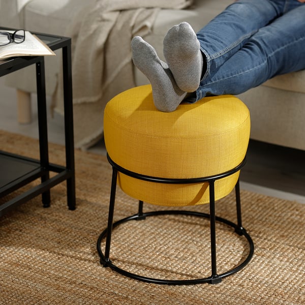 EMMISLÖV pouffe, Skiftebo yellow, 42 cm