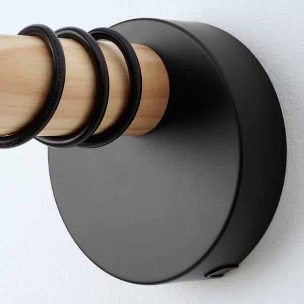 ENGARN wall lamp, wired-in installation, wood/metal black, 13 cm