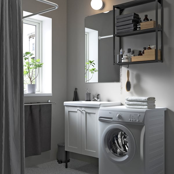 ENHET bathroom, anthracite/white frame, 64x43x87 cm