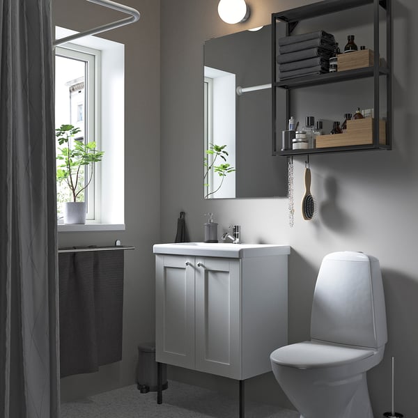 ENHET bathroom, anthracite/white frame, 64x43x87 cm