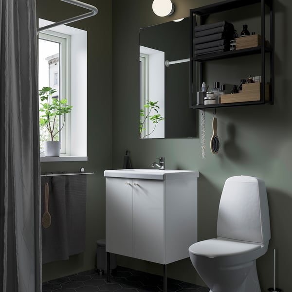 ENHET bathroom, anthracite/white, 64x43x87 cm