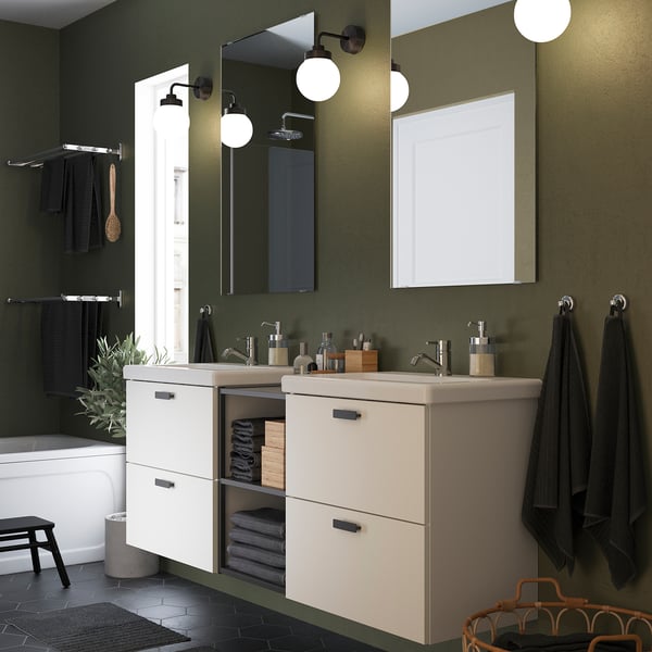 ENHET bathroom, anthracite/white, 164x43x65 cm