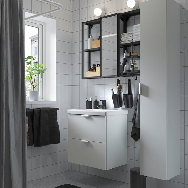 ENHET bathroom, anthracite/white, 64x43x65 cm