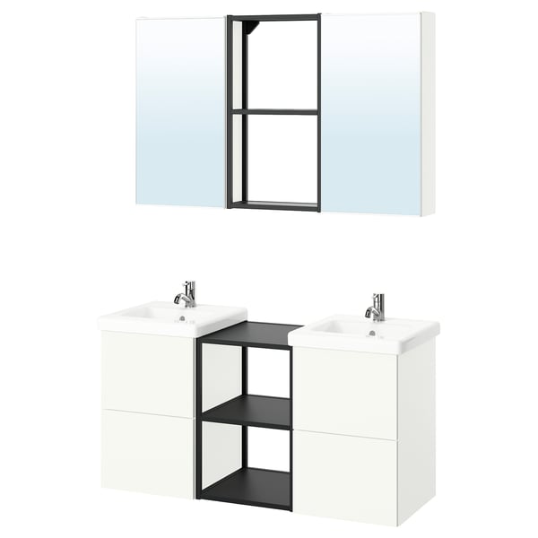 ENHET bathroom, anthracite/white, 124x43x65 cm